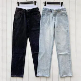 Kvinnor Raka Jeans Vår Sommar Jeans med hög midja Casual Style Andas Byxor Lösa Leggings