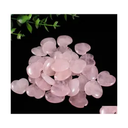 Arts And Crafts 20X20X6Mm Heart Statue Natural Stone Carved Decoration Rose Quartz Hand Polished Healing Crystal Reiki Trinket Gift Dh1Bs