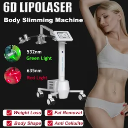 6D Lipolaser Slimming Machine Weight Reduction Anti Cellulite Fat Burning Body Firmming 8 Inch Touch Screen 532nm 635nm Beauty Equipment Salon Home Use