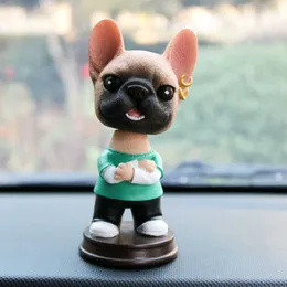 Interior Decorations Cool Pug Nodding Dog Car Dashboard Decor Toys Bobblehead Car Accessories Interior Shaking Head Figures Cute Car Ornament Gifts T221215