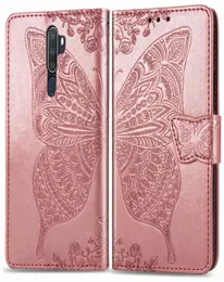 Para o Case Oppo A9 2020 com Carteira de Carteira Phone Kickstand Clip Magnetic Punched Fluste Convex Butterfly Padrão Mão Strapa9 6425785