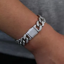 Link Armband Only 1 Piece Promotion 16mm Micro Pave Cz Cuban Men Armband 21cm Hip Hop Jewlery