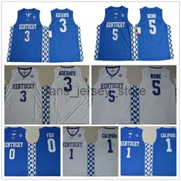 Ed NCAA Kentucky Wildcats College Maglie da basket 5 Malik Monk 3 Edrice Ado 1 John Calipari 0 Deaaron Fox University Jersey