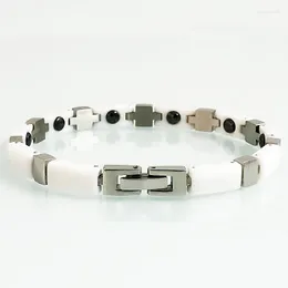 Link Bracelets White/Black Ceramic Bracelet For Women Germanium Negative Ion Health Care Magnetic Men Couple Male Wristband Jewellery