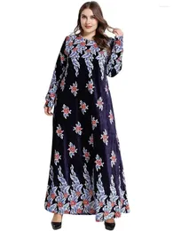 Ethnische Kleidung Dickes Samtkleid Damen Langarm Dubai Arabisch Big Swing Robe Eid Kaftan Türkei Kebaya Hijab Abaya Islamische Kleidung