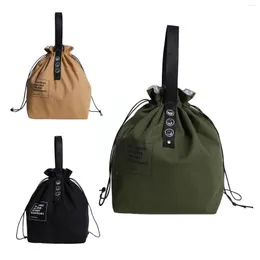 Dinnerware Sets Insulated Bento Bag Wide Opening Canvas Drawstring Kitchen Lunch Accessories School Camping Picnic Box Storage Handbag Z5I0