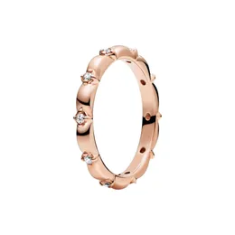 18K Rose Gold Petal Pierścień z oryginalnym pudełkiem do Pandora Autentyczna srebrna biżuteria na przyjęcie weselne dla kobiet dziewczyny CZ Diamond dziewczyna