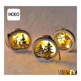 Juldekorationer Creative Home Gift Wood Elk Tree Highend Atmosphere With Light Pendant Drop Delivery Garden Festive HomeFavor Dhj1c