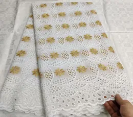 100 bawełniany afrykański suchy tkanina koronkowa biała i złoty Nigerian Lace Tabil