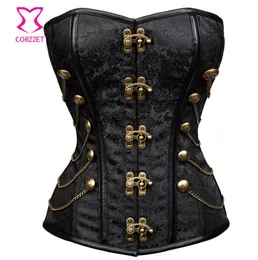 빈티지 브로케이드 검은 고딕 고딕 코르셋 소극적 인 Korsett 여성 플러스 사이즈 코르셋 및 가슴 펑크 의류 3xl corselet5111851