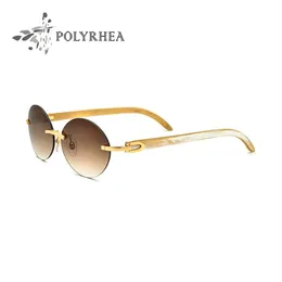 Ganzer Verkaufsstil 8300817 Sonnenbrille Randless M￤nner Frauen echte nat￼rliche schwarze und wei￟e B￼ffelhornbrille Marke Designer W3026