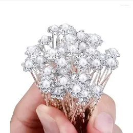 Huvudstycken 20st per set Crystal Bridal Hair Pins White Flower Pearl Clips for Women and Girls Wedding Accessories