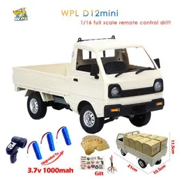 Electric/RC Car WPL D12 Mini 1 16 RC Car 2.4G Remote Control Simulation Drift Climbing Truck Light On-road D12mini Car 1/16 For Kids Gifts Toys T221214
