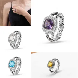 Pokręcone love hoop Wedding Pierścienie Purple Elegancki luksusowy projektant mody Biżuteria Ametyst Zrządzie cyrkon Projektanci klasyczny dla kobiet bankiet