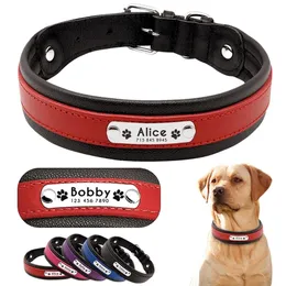 Personalisierte Lederhundkragen Customized Gravaved Pet Big Dog Bulldog Collars gepolstert für mittlere große Hunde Perro Pitbull 220409269n