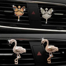 Interior Decorations Auto Air Freshener Air Conditioning Outlet Ballet Girl Flamingo Perfume Clip High End Women Automotive Interior Accessories T221215