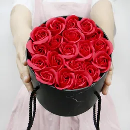 装飾的な花人工石鹸ベルトラウンドポータブル円筒形保留バケツギフトボックスバレンタインデーの除草装飾