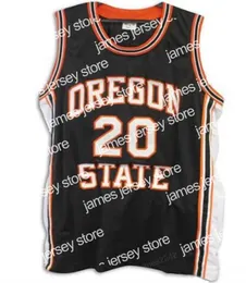 Maglie da basket a buon mercato retrò #20 Gary Payton Oregon State Beavers Jersey Black Orange Black Cucite di qualsiasi dimensione 2xs-3xl 4xl 5xl Nome numero