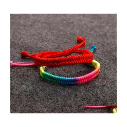 Charm Bracelets Red Colorf Rope Braided Handmade Friendship Lovers Lucky Jewelry For Women Men Couple Fashion Accessories Drop Delive Dhzk4