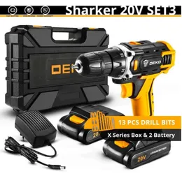 Deko Power Tools Sets Sharker 20VコードレスドリルドライバードライバーミニワイヤレスDCリチウムバッテリー181 SETTINGS9941770