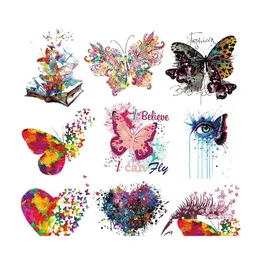 Sy Notionsverktyg Colorf Butterfly Iron Ones Söta djurklistermärken tvättbara överföringsdekaler Diy T -shirt Jeans Ryggsäckar Familjer Dhtmm