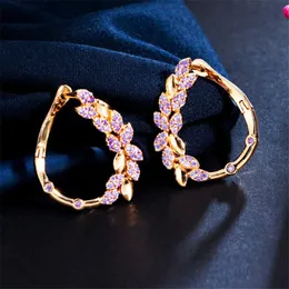 Fashion Luxury Circle Designer Hoop örhängen för kvinnor Purple AAA Cubic Zirconia Copper 14K Gold Plated Earring Woman Party Valentines Day Girl Girent