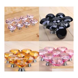 Handles Pulls Crystal Glass Cone Shape Door Der Single Hole Pls Furniture Accessories 3X4Cm Knob Colourf Translucent 0 99Dy N2 Dro Otvdv