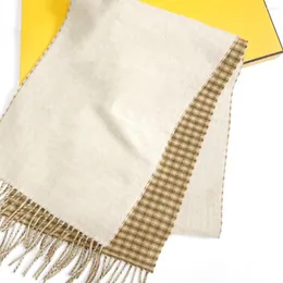 Blankets Lamb Wool Scarf Cream Color With Oversized Letters Checkered Pattern Double Tassels Blanket