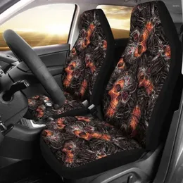 Car Seat Covers Set Of 2 Flaming Skulls Pack Universal Front Protective Cover