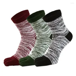 Men's Socks Cotton Toe Colorful Patchwork Striped Five Finger Casual Sports Crew Free Size Basket Calcetines Meias Sox