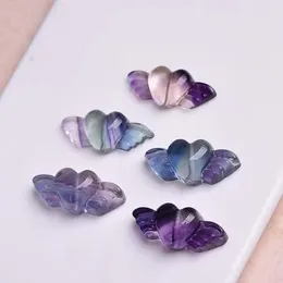 Colares pendentes de fluorita natural cristal colorido amor coração anjo quartzo gemotes esculpidas para presentes