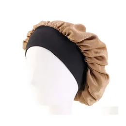 Beanie/Totenkopfkappen Blumendruck Farbe Frauen Satin Beanie Bonnet Nachtschlaf Hut Kopfwickel Dusche Haarpflege Drop Lieferung Mode Acce Dhrje