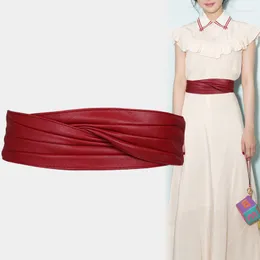 Cintos Elastic Women Belt 7cm Cantura larga Moda Casual Dress Cummerbunds Solid Color for YF1022