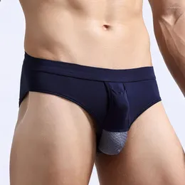 Underpants Men Underwear Briefs Hollow Out Separates Scrotum Design Cotton Fabric Mens Male Sexy Man Gay M L XL XXL