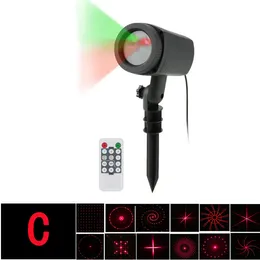 LED Laser Lawn Lamp RF Remote RG Moving 12 Mönster C Garden Light for Christmas Holiday Party