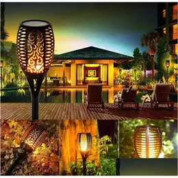 Banners Streamers Confetti Flame Lamp Led Solar Lights Outdoor Ip65 Waterproof Garden Light Flickering Flames Torches Lamps For C Dh3Ug