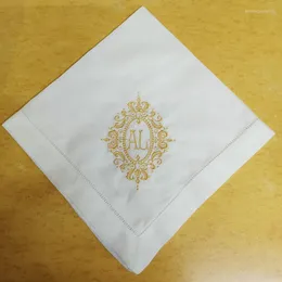 Papillon Set di 12 tovaglioli da cena con monogramma alla moda Tovagliolo da tavola in lino con orlo a giorno 20"x20" Scala ricamata iniziale GA insieme