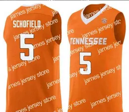 Баскетбольные майки Custom XXS-6XL Vintage Men Tennessee Vols Admiral Schofield #5 College Real Emsroidery Jersey Size S-4XL или пользовательское имя любое имя или номер