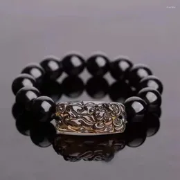 Bangle Chinese Feng Shui Obsidian pi xiu Bransoletka Bransoletka bogactwo szczęścia rozciągnięcie opaska QDD9802