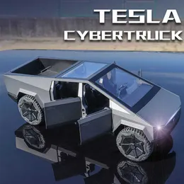 Electric/RC Car 1 24 Tesla Cybertruck Pickup SUV Eloy Car Model Diecast Metal Toy Off-Road Fordon Ljudljus Kids Toy Collection A393 T221214