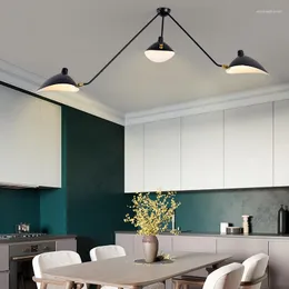 Luzes de teto Lustre nórdico pós-moderno swing braço lâmpada criativa designer de cozinha sala de estar decoração de sala de estar metal industrial