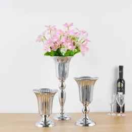 Luxury Silver Flower Vase Home Vase Desktop Crafts Flower Arrangement Decoration Wedding Party Christmas Flower Rack Nytt