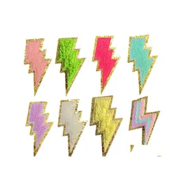 Herramientas de nociones de costura Auto adhesivo Chenilles Chenilles Colorf Smiley Lightning Aplicaci￳n bordada para chaquetas de ropa Tel￩fono de bricolaje Dhuxv