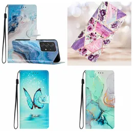 Marble Leather Wallet Cases For Huawei Honor 70 5G X7 X8 50 Lite 5G Nova 5T 10X 20 9A 8S 8A 9 7C P50 Pro P40 Stone Geometric Flower Butterfly Flip Cover Card Slot Book Pouch