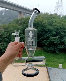 Bong de vidro cachimbos de água perc em linha com percoladores 12 polegadas óleo Dab Rig reciclador Bubbler para fumar ervas secas