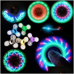 Spinning Top Led Light Coolest Changing Fidget Spinners Finger Toy Kids Toys Change Pattern With Rainbow Up Hand Spinner Drop Delive Dhq7C