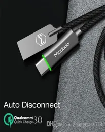 Cep Telefonu Kabloları McDodo USB Tip C Kablosu Hızlı Şarj Samsung Xiaomi OnePlus 5 için LED Işık Tipik CA8707860