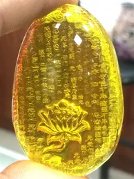 Anh￤nger Halskettenzertifikat nat￼rlicher mexikanischer Bernstein Bienenwachs Buddhist Lotus Marke 36 56 15 mm