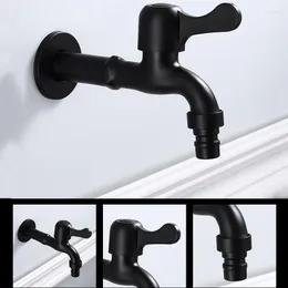 Bathroom Sink Faucets Wall Mount Bibcock Antique Black Brass Retro Small Tap Decorative Outdoor Garden Faucet Stainless Steel Washing