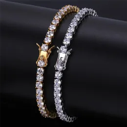 Mens Iced Out Tennis Chain Gold Silver Bracelet Fashion Hip Hop Bracelets Jewelry 3 4 5mm 7 8inch227r